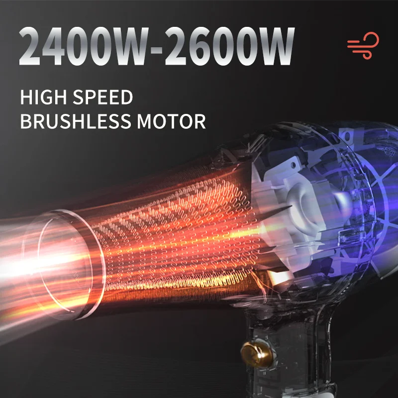 KooFex 2600W High Power BLDC Hair Dryer Salon Brushless Motor Hair Dryer 80000 Rpm Professional Blow Dryer
