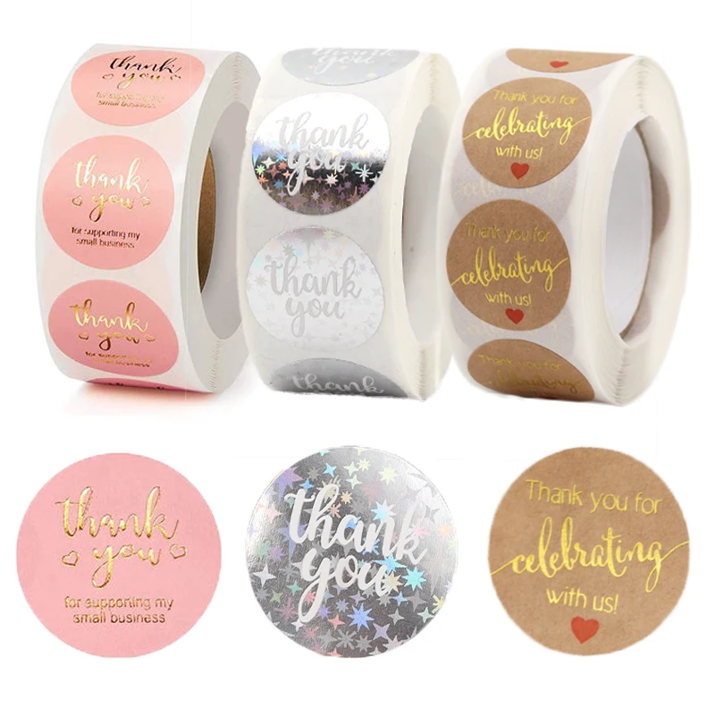 No moq Amazon Top Seller 500pcs Custom Packaging Label Roll Seal Logo Stickers Thank You Stickers For Small Business