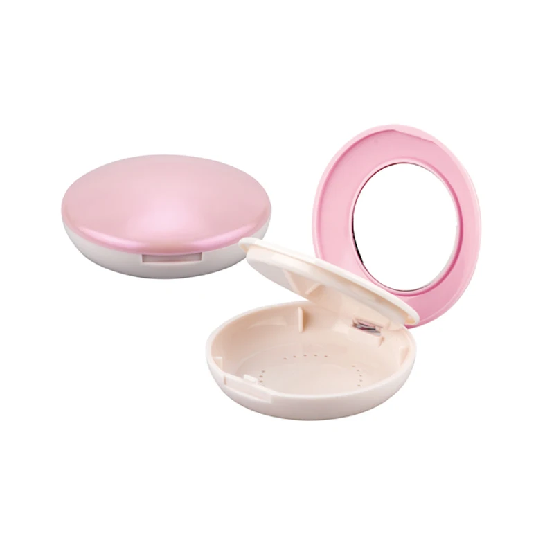 Wholesale Pink case airtight compact powder container cosmetic empty classic acrylic pressed compact powder cases makeup