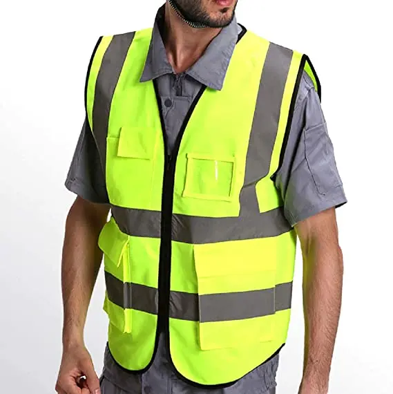 High Visibility Reflective Tricot Fabric Yellow Safety Jackets, High Visibility Reflective Single OPP Bag  Safety Vest