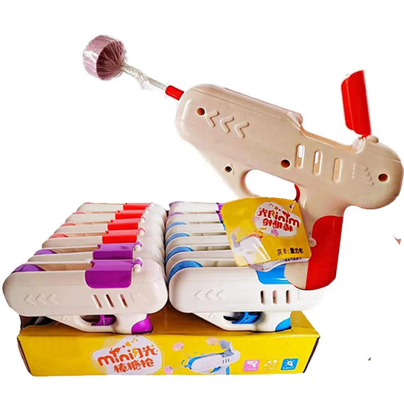 Hard Sweet Candy Automatic Pop Up Lollipop Toy Gun Candy Toys Plastic Gun Toy For Gift