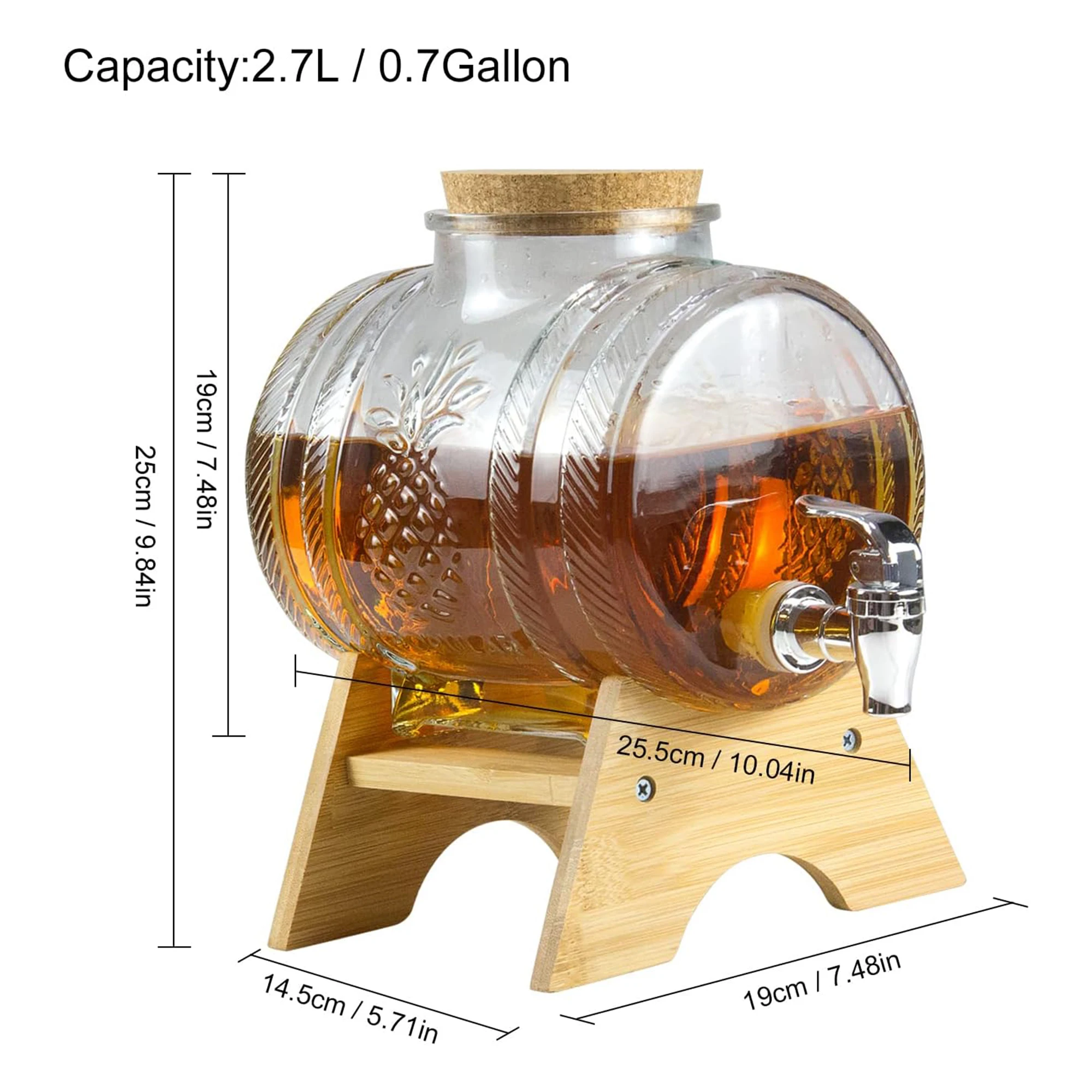 Bamboo Drink Dispenser Stand Apply to Drink Dispenser Barrel Thickened Glass Sealed Wine Jar Dispenser