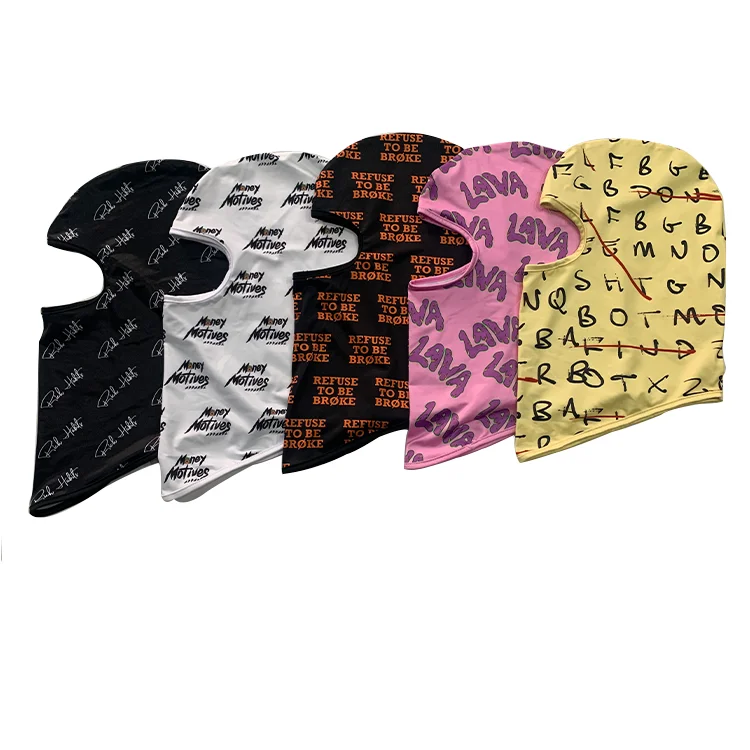 Низкий минимальный заказ, модная дизайнерская ветрозащитная Лыжная маска из полиэстера с принтом на все лицо, зимние шапки, Балаклава