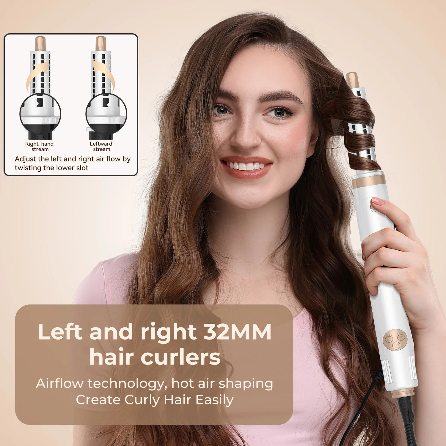 8 In 1 Brushless NTC Induction Negative Ions Automatic Hair Curl Straightener One Step Hot Air Styler Professional Hair Dryer