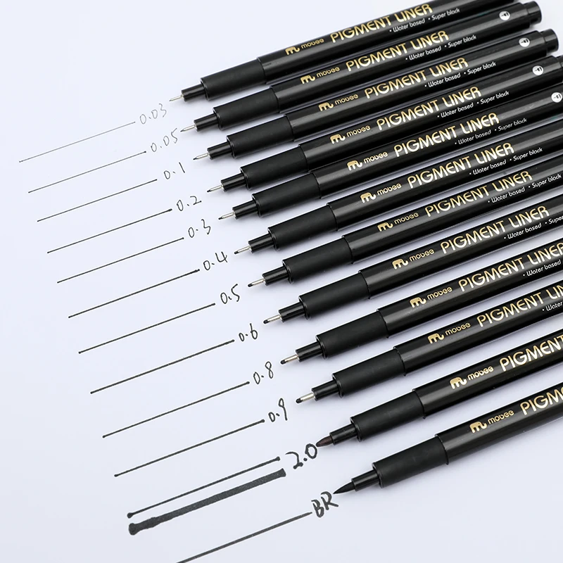 MOBEE P-621A12  fineliner marker with clip art supplies writing smoothly different size factory price fine liner pen set