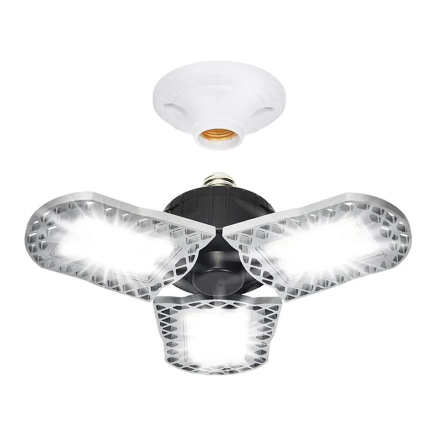 Быстрая доставка, 60 Вт, алюминиевый подвальный светильник с регулируемыми многопозиционными панелями, 6500LM, трёхлитный дизайн, светодиодная лампа для гаража