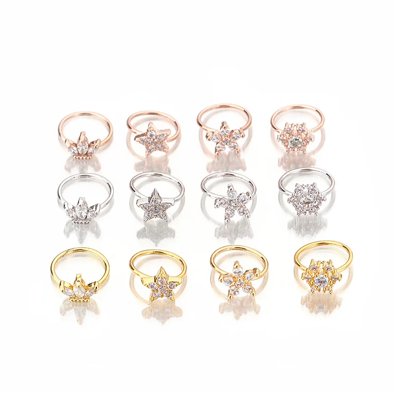 
New Arrival 2021 crown star flower design zircon Nose ring tragus ear bone piercing earrings 