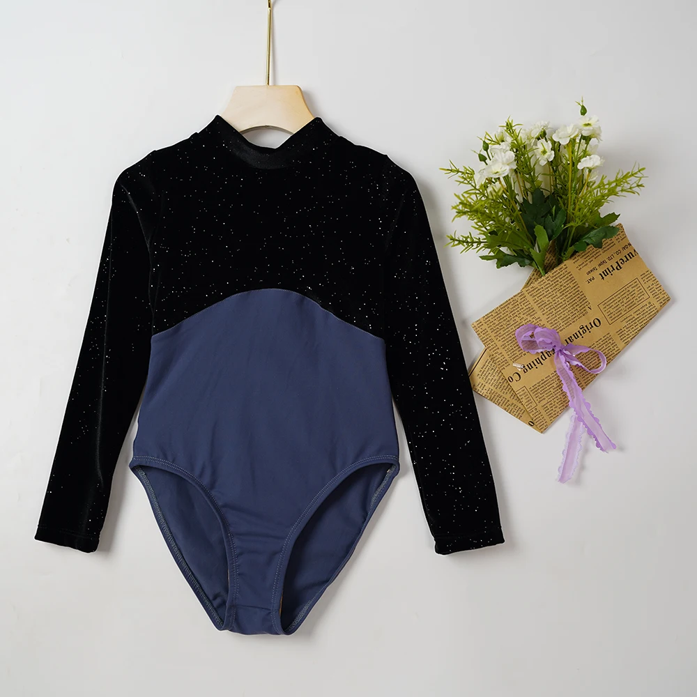 2024 autumn new arrivals hot selling spandex velvet black and red kids girls dance ballet leotards