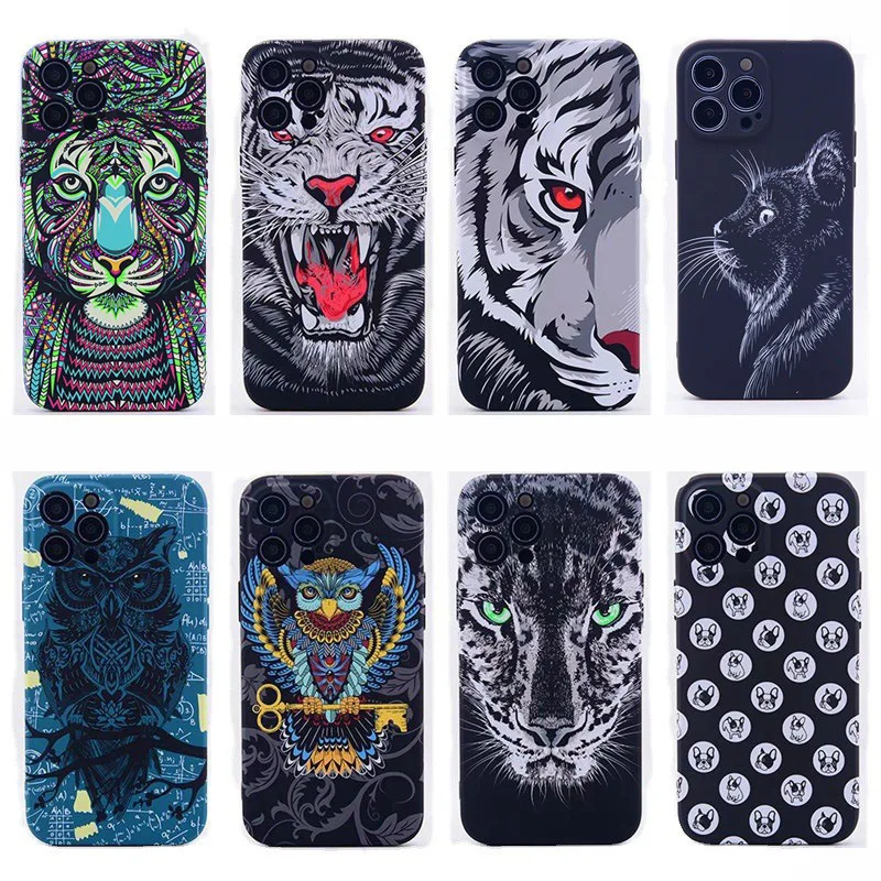 Forest King series noctilucent Frosted Relief animal soft TPU phone case for iphone 13 14 plus/pro/pro max