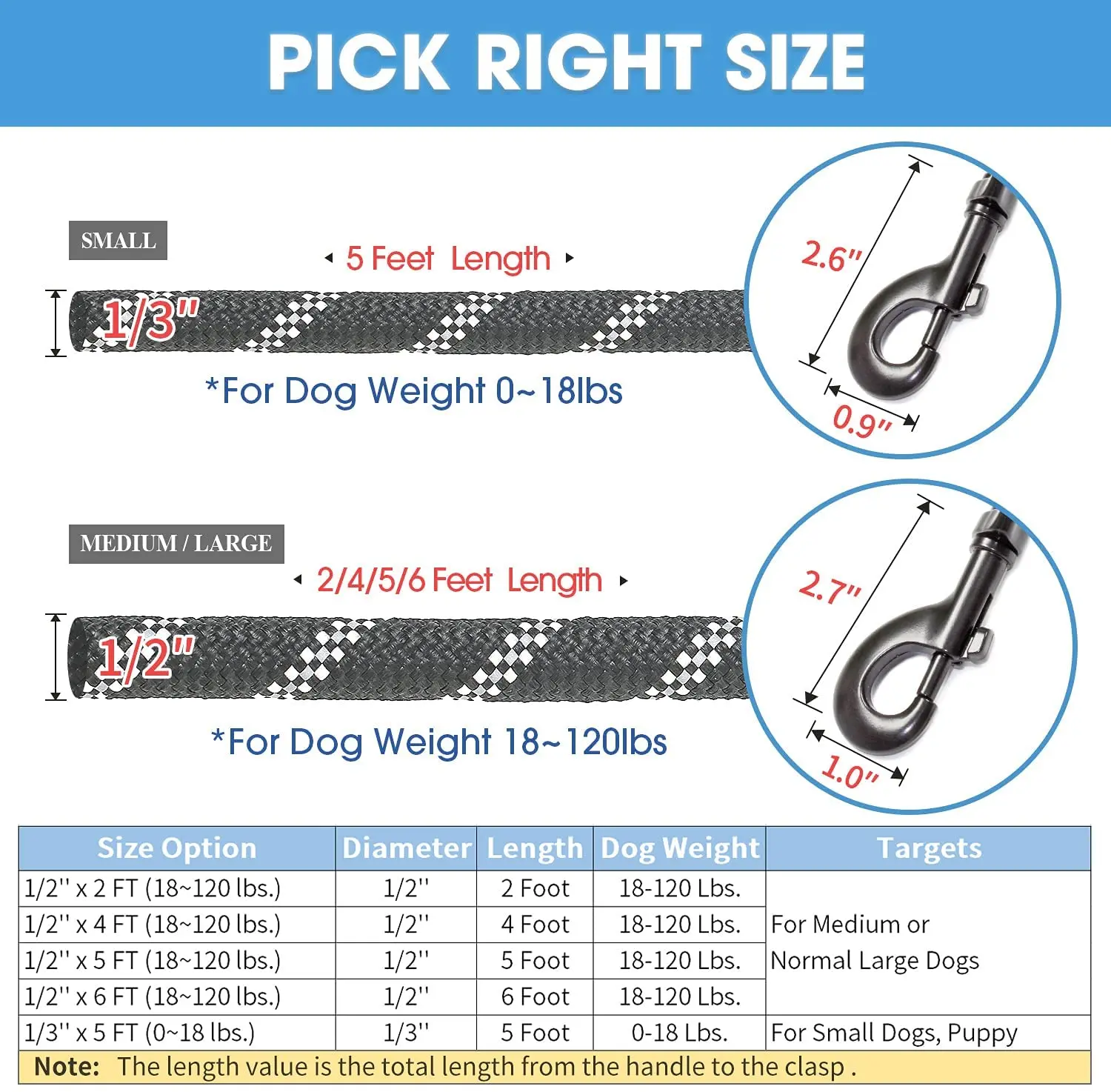  Upgrade Highly Reflective Threads Strong Durable Polyester Dog Leash with Comfortable Padded Handle for Medium Large