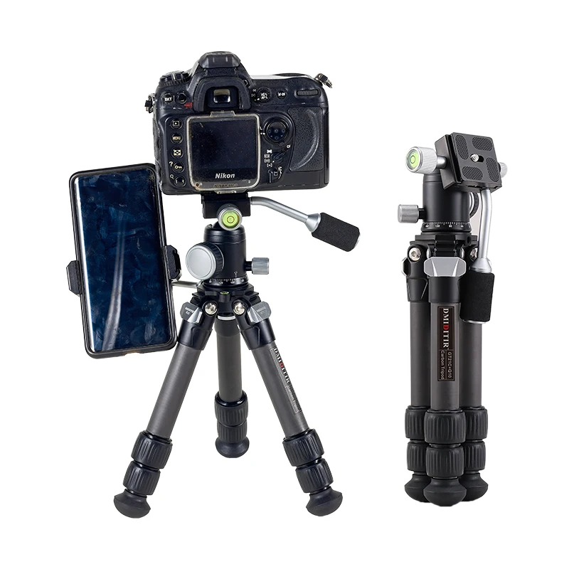 GT21C+Q10 Carbon Fiber Foot Tube Aluminum Alloy Camera Pan 360 Cheap Flexible Camera Tripod With Camera