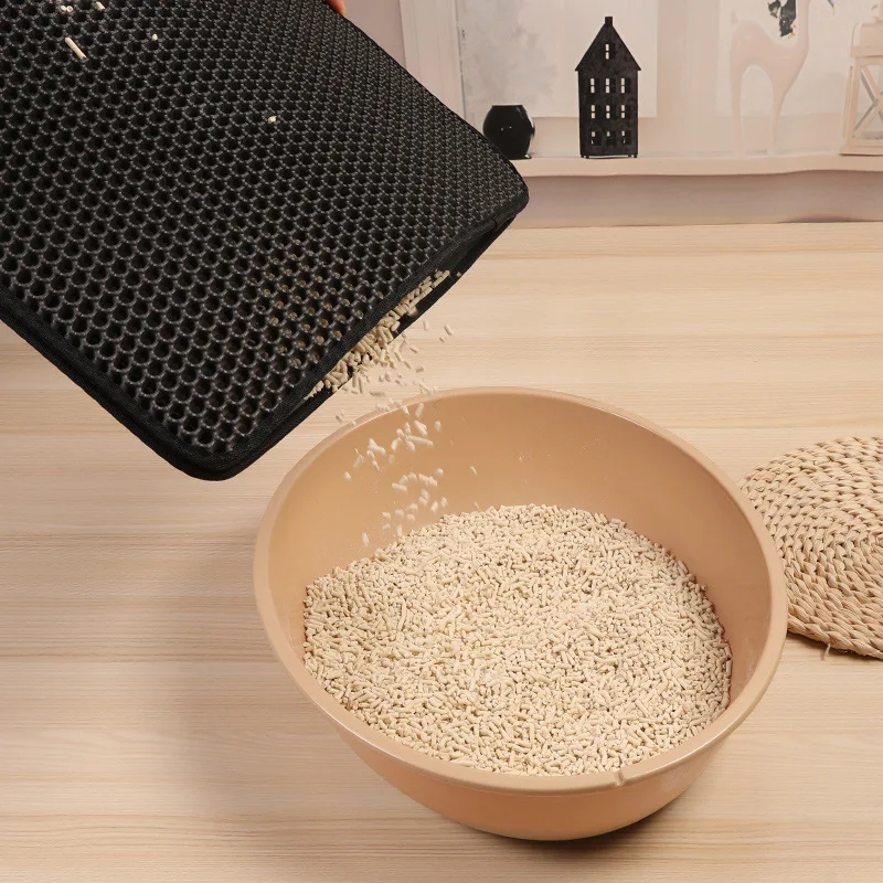 double-layer honeycomb design easy cleaning waterproof cat litter trapper mats