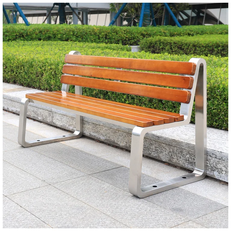 outdoor steel patio bench with backrest iron garden seats elegant design park leisure wooden waterproof decorative public bench