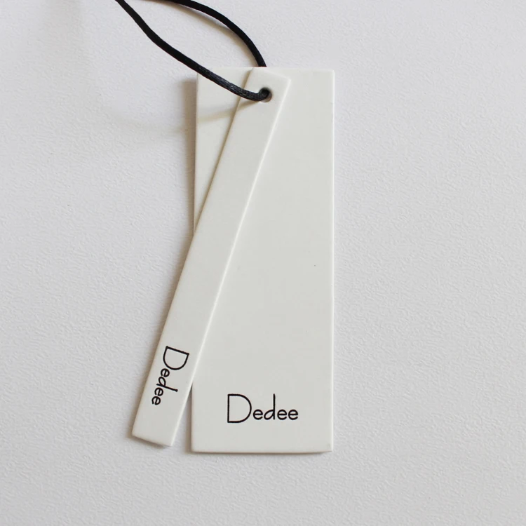 Custom Embossed Design Printing Name Logo Pure White Beige Paper Garment Hangtag Labels Custom Clothing Tags With Cotton String