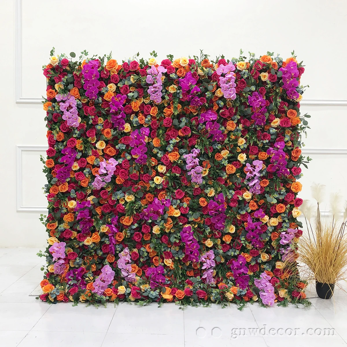 Wholesale Custom hot Pink Wedding Supplies Decoration Rose Backdrop Silk Artificial Decorative Flower Wall wedding background
