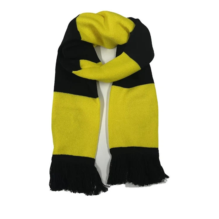 Модный черный вязаный акриловый популярный шарф с логотипом на заказ футбольный