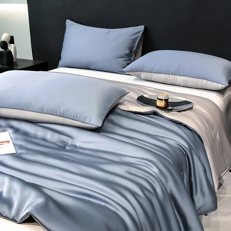 Soft Cooling Duvet Cover King Size-100% Tencel Lyocell Duvet Cover Set(4 Pieces)