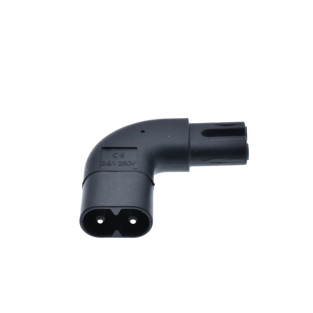 IEC320 C7 to C8 Right Angle AC Adapter, IEC 320 C7-C8 90 Degree Vertical Left Right Angle Power Adapter, Figure 8 Male to Female