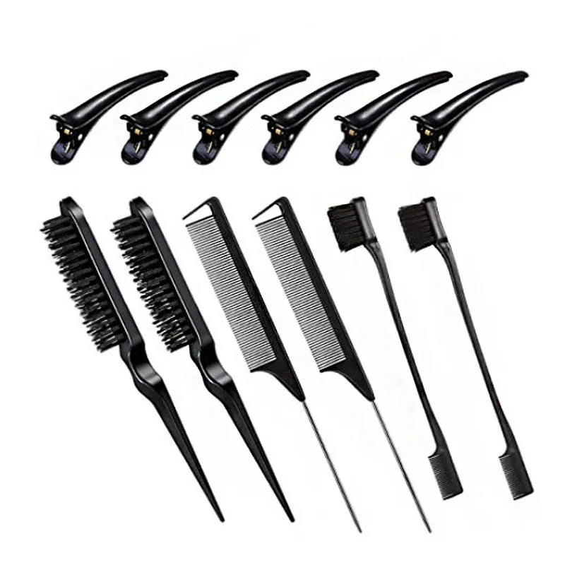 10pcs Hair Styling Comb Set Curly Tools Clips Cleaning Hairdressing Message Salon Hairbrush Set