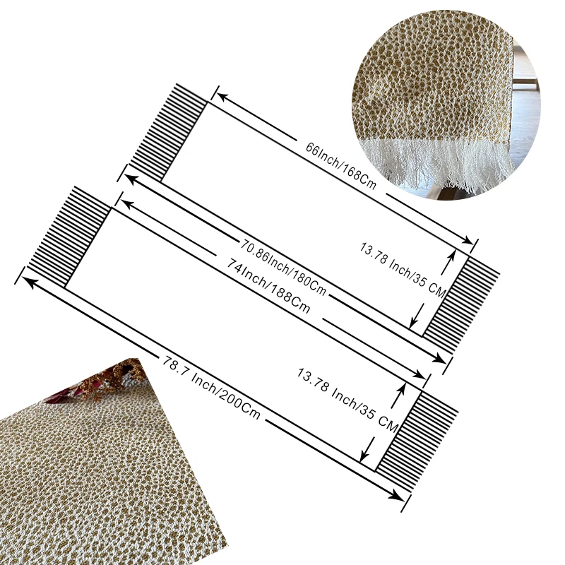 Cream & Brown Macrame Style Boho Table Runner with Tassels