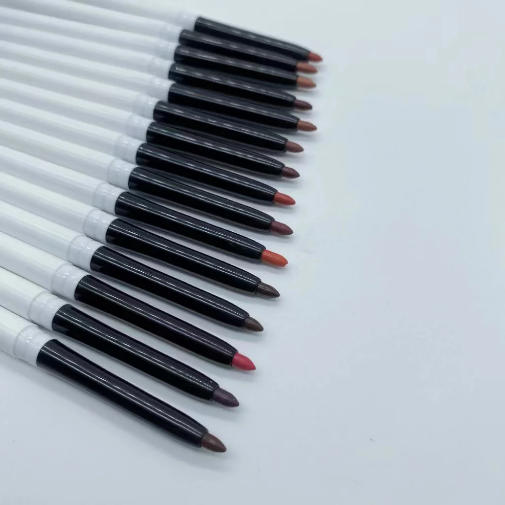 Custom Your Logo Lips Makeup Tools Lipliner Pencil Private Label Lip Liner Waterproof Matte 15 Colors Rotating Lipliner Pencil