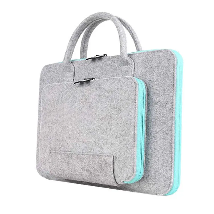  15.6 Inch Felt Laptop Sleeve Bag with Handle Notebook Computer Case Pouch Accessories Holder Opp + Carton