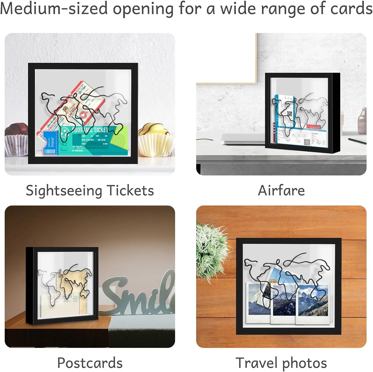 Travel Shadow  Photo Frame Postcard Map Ticket Collection Holder Travel Adventure Archive Shadow Box With Slot On Top in china