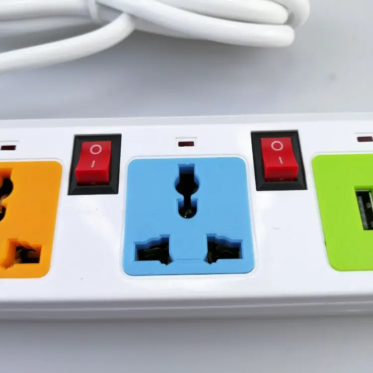 Hot Sell WH series Universal 3-6 Outlet Power Electrical Extension socket cord custom