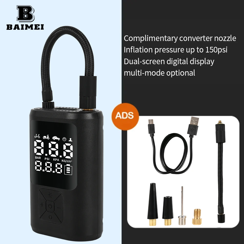 BM Mini Wireless Electric Portable Rechargeable Car Air Compressor Pump Digital Tire Inflator For Car Bicycle