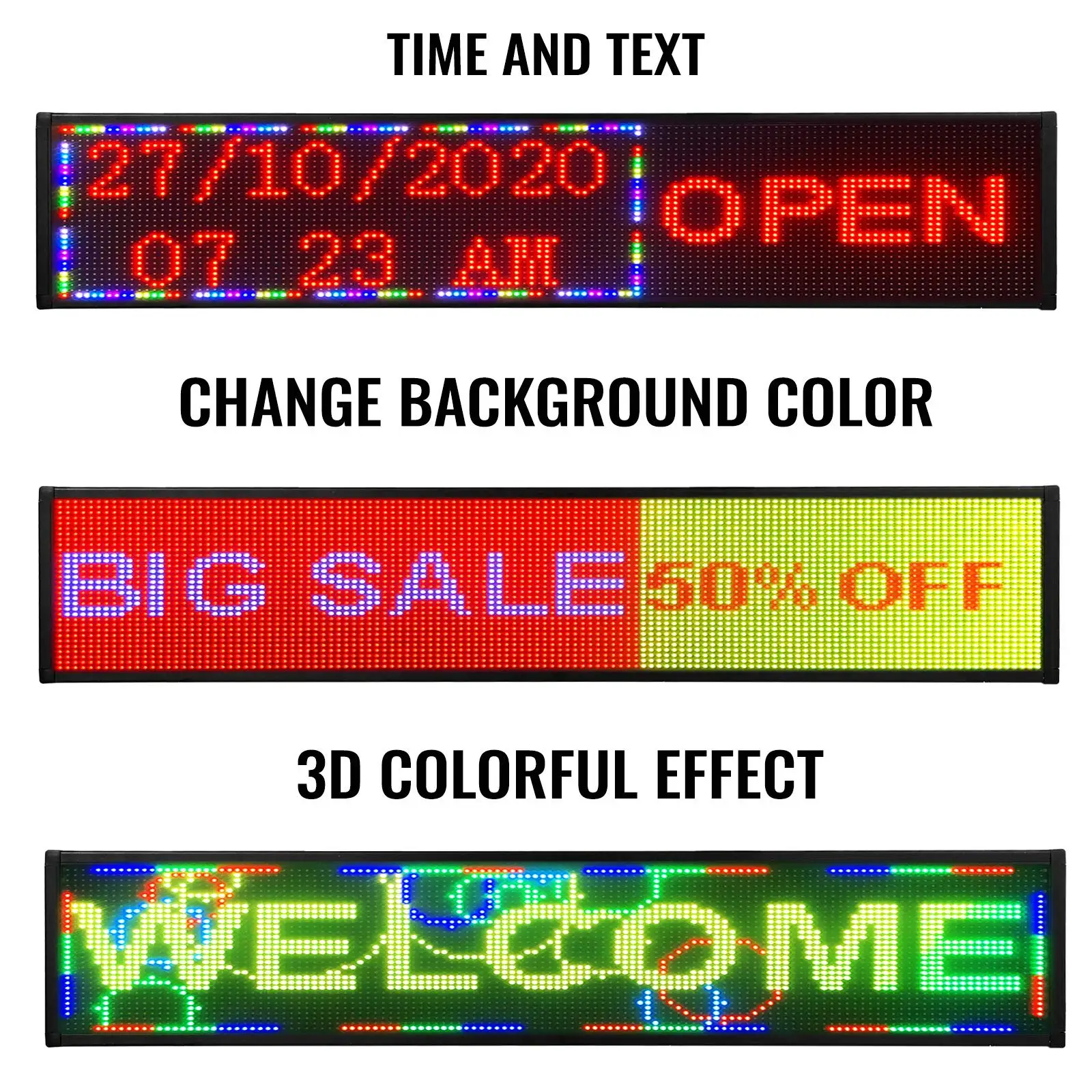  Led Sign 38 x 6.5 Inch Digital 96 16 HD Resolution White P10 Indoor Message Board Display