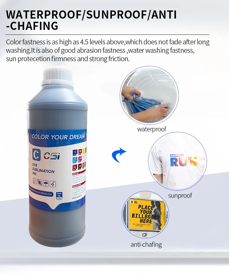 Most popular Water Based Ink 1000ml Non-toxic Printing Inks sublimation ink
