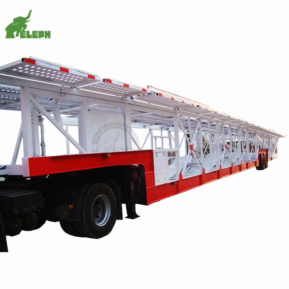 Hot Sale Customized Mobile Metal Car Carrier semitrailer Transport Trailer With Ramp Double Deck Auto Car Carrier Semi Trailer
