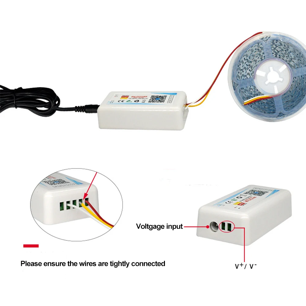 DC 5V-24V Tuya Wireless LED Wifi Controller APP Alexa Google Smart Voice DIM CCT RGB RGBW RGBCCT for Led Strip light