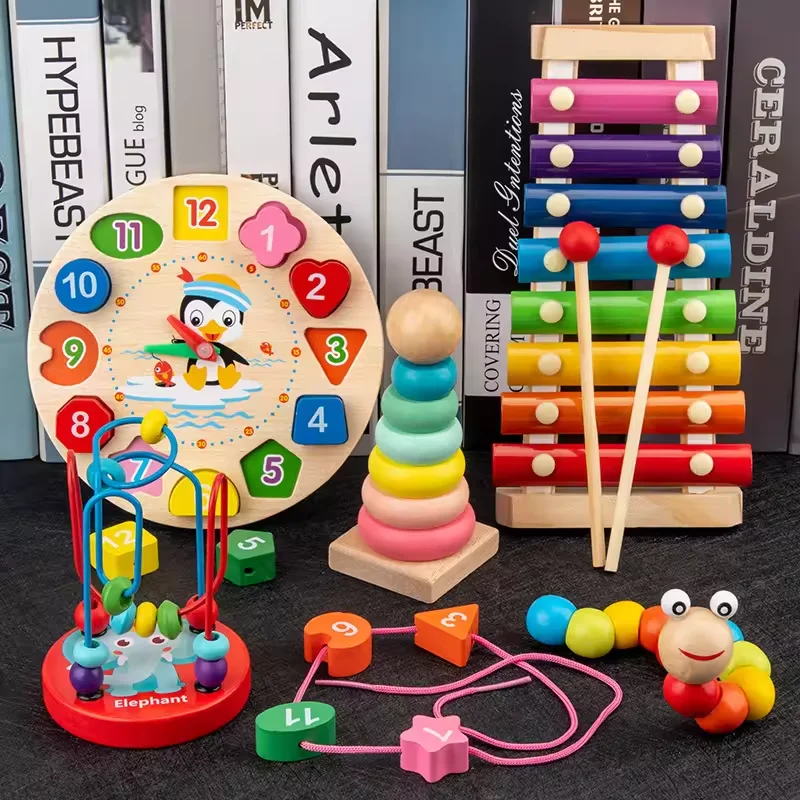 Trending Colorful Children Wooden Intellectual Block Early Educational Learning Montessori Toys For 1 To 3-year-old Boys Girls