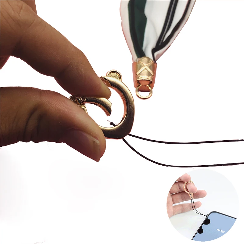 Mobile Phone Silk Hanging Rope Wide Neck Strap Cell Phone Long Lanyard Women Cloth Fabric Cord Necklace For Phone Keys Card Hold