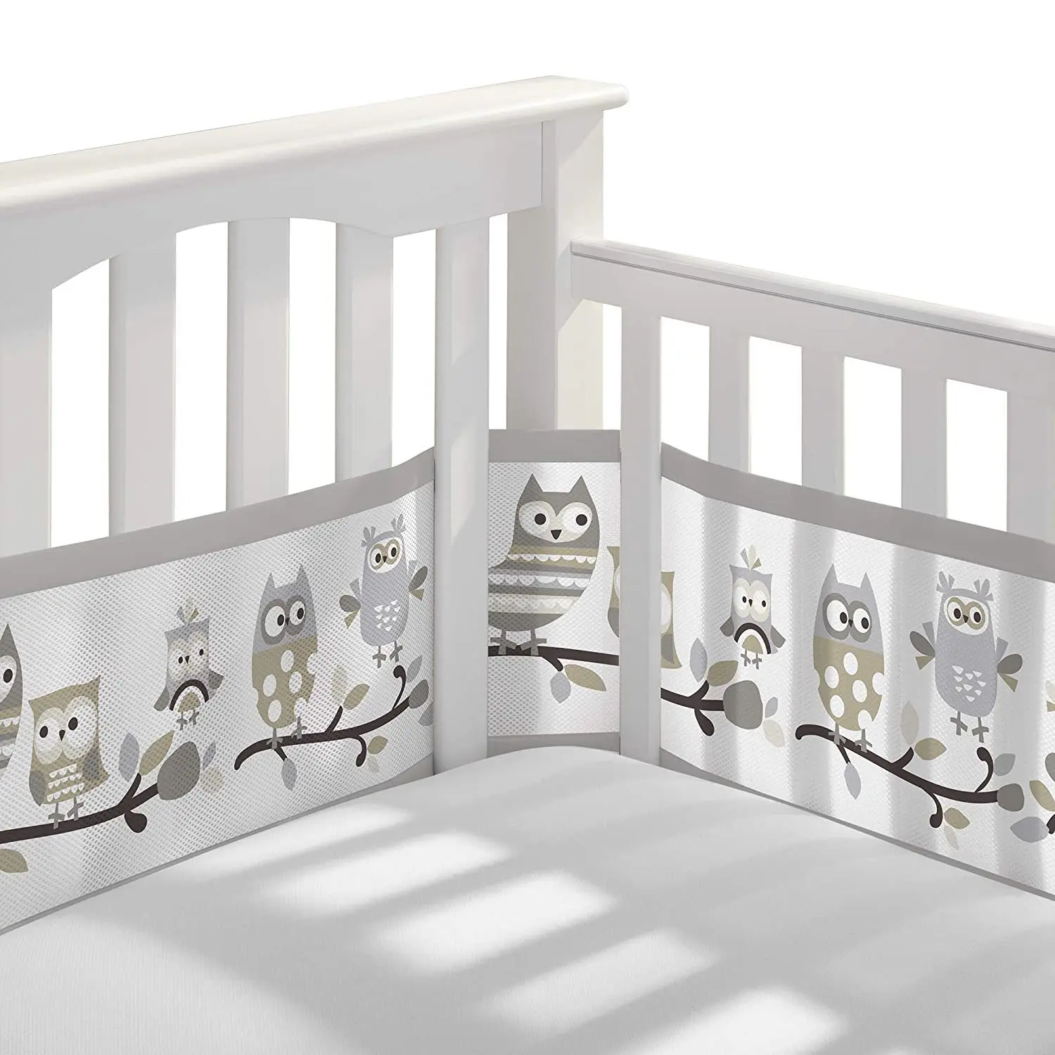 Hot Selling Breathable Air Mesh Fabric Baby rFull-Size Four-Sided Slatted and Solid Back Cribs Printed Mesh crib bumper