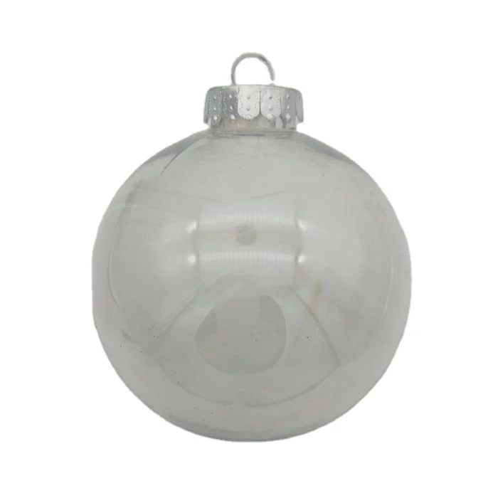 100 Wholesale Clear Glass Christmas Ball Ornaments Painted Glitter Coconut Tree Open Glass Xmas Ball With Sea Beach Starfish