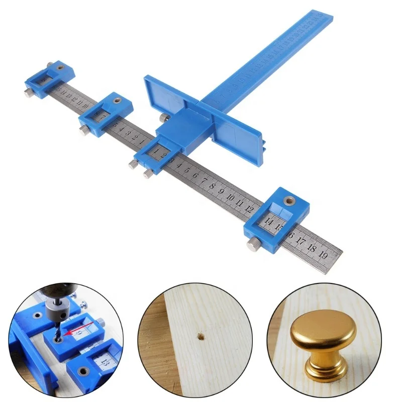 Multifunctional woodworking aids Drill hole for handle punching locator Ruler