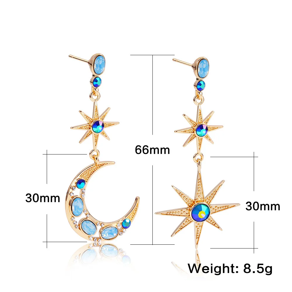 Celestial Moon & Star Drop 14K Gold Plated Long Earrings Dainty Fashion Earrings for Women Jewelry