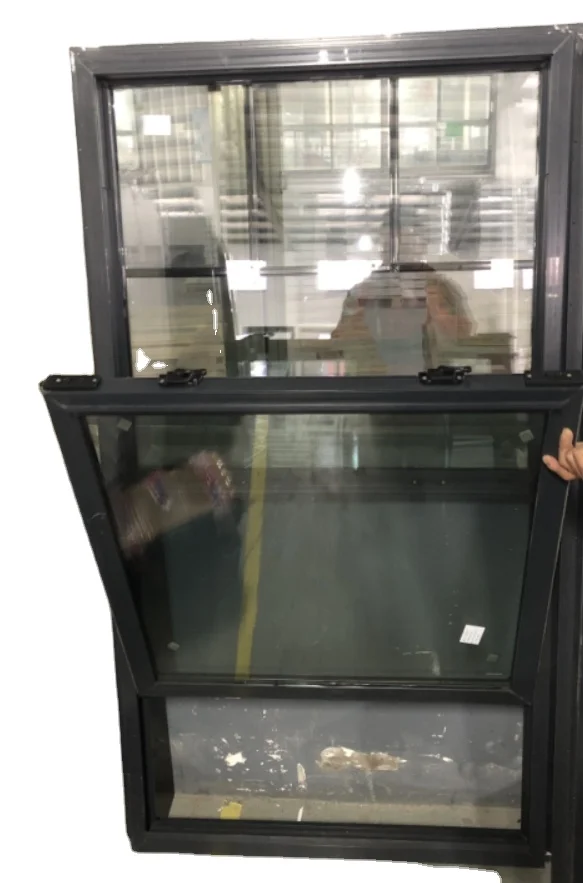 Black vinyl hung window with nail fin girds and  NFRC certification