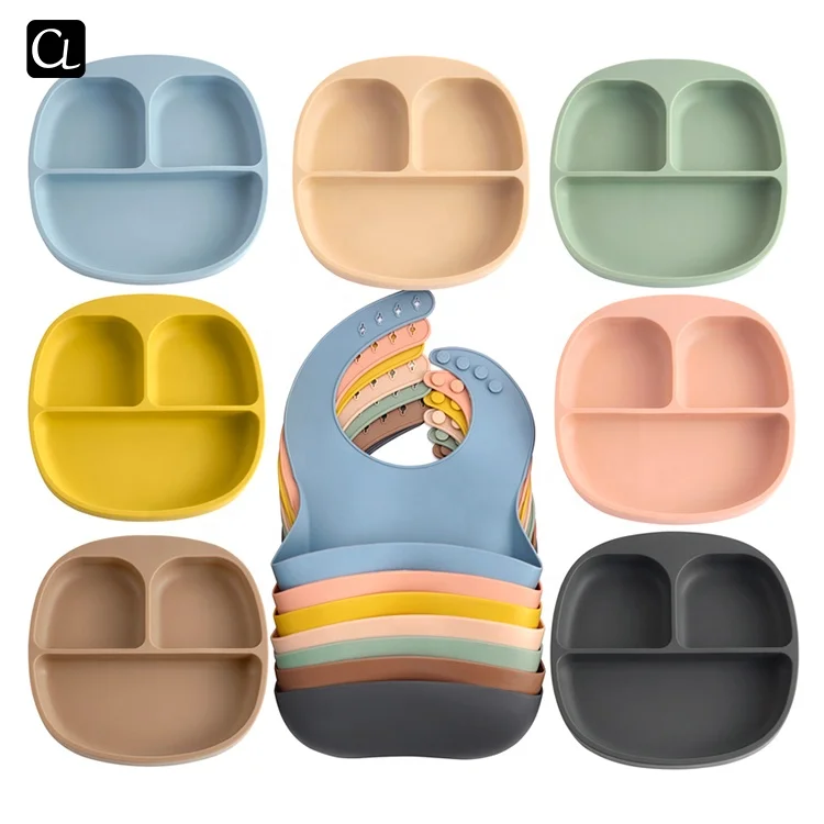 Waterproof Bib Adjustable Children Food Sucker Bowl Bib Baby Accessories BPA Free Baby Silicone Tableware