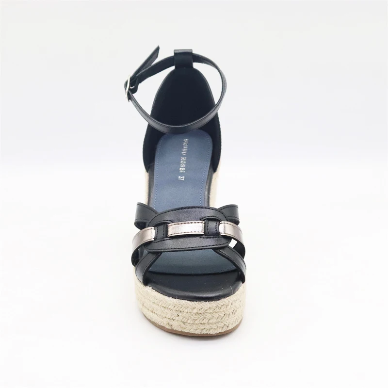 wholesale customized jute outsoles wedge shoes espadrilles sexy low heel wedge shoes pu women shoes sandals ladies