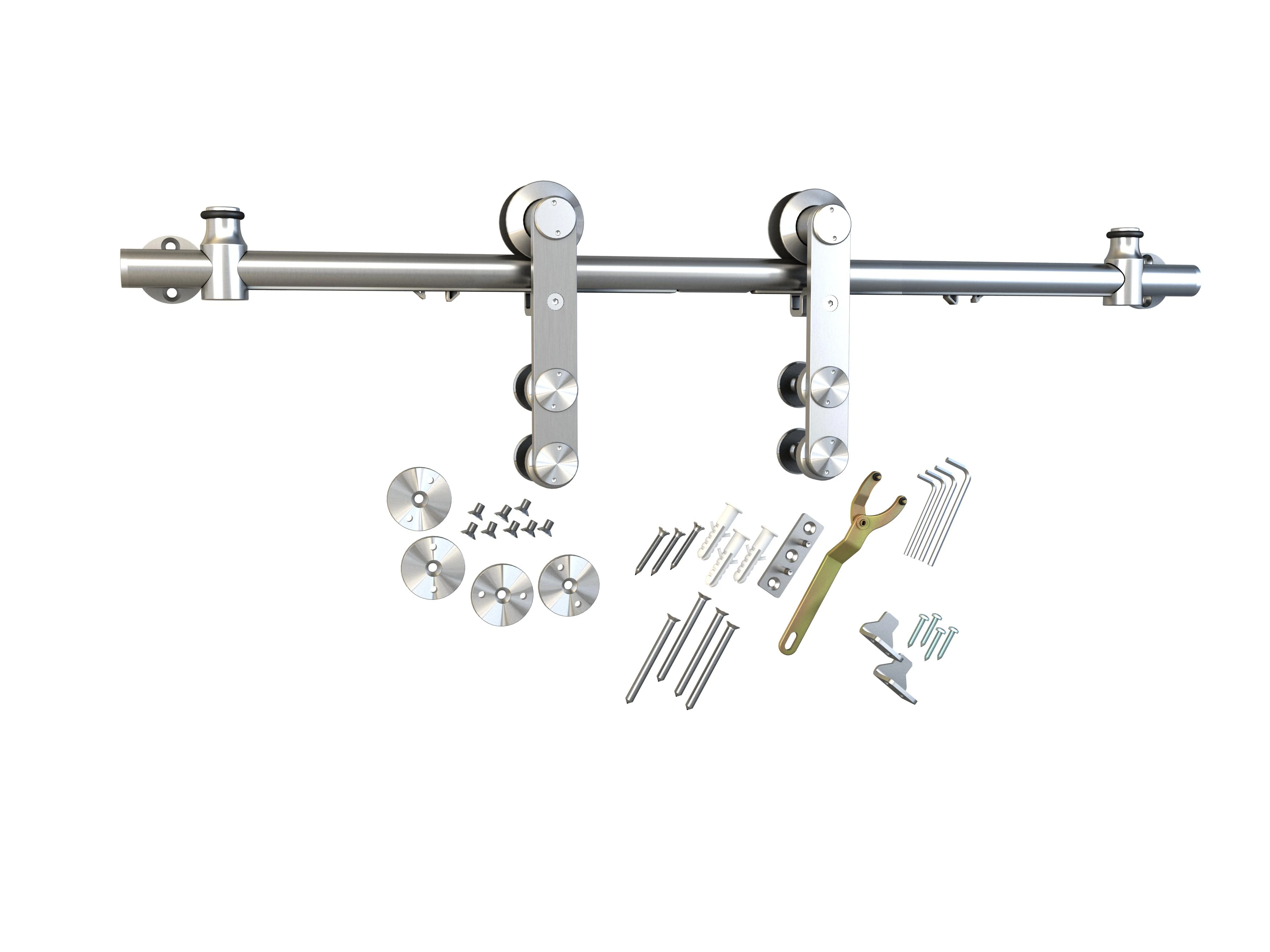 High quality Stainless Steel Front Mounting Sliding Barn Door Hardware for 8mm to 12mm Glass