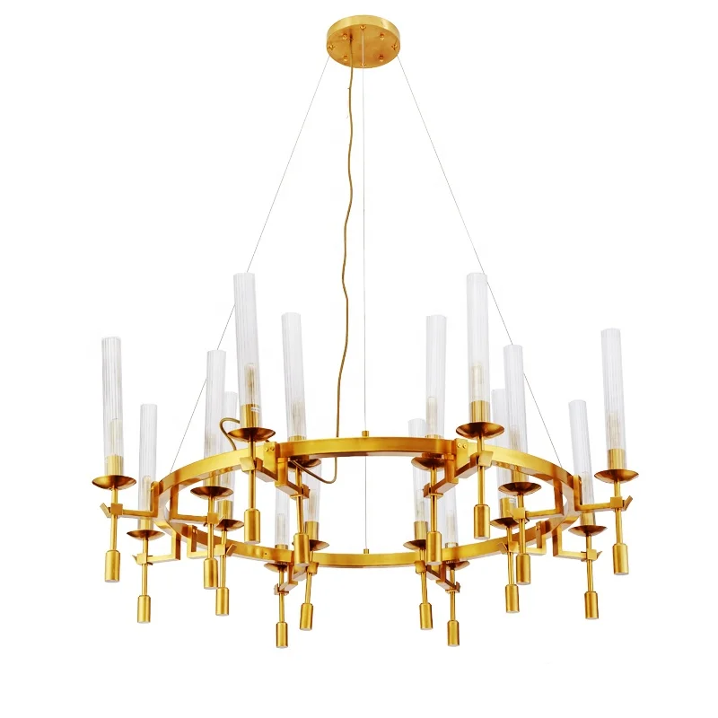 China supplier noble circle luxury lights for home brass chain brass pendant lamp with direct price hot sale chandelier lighting