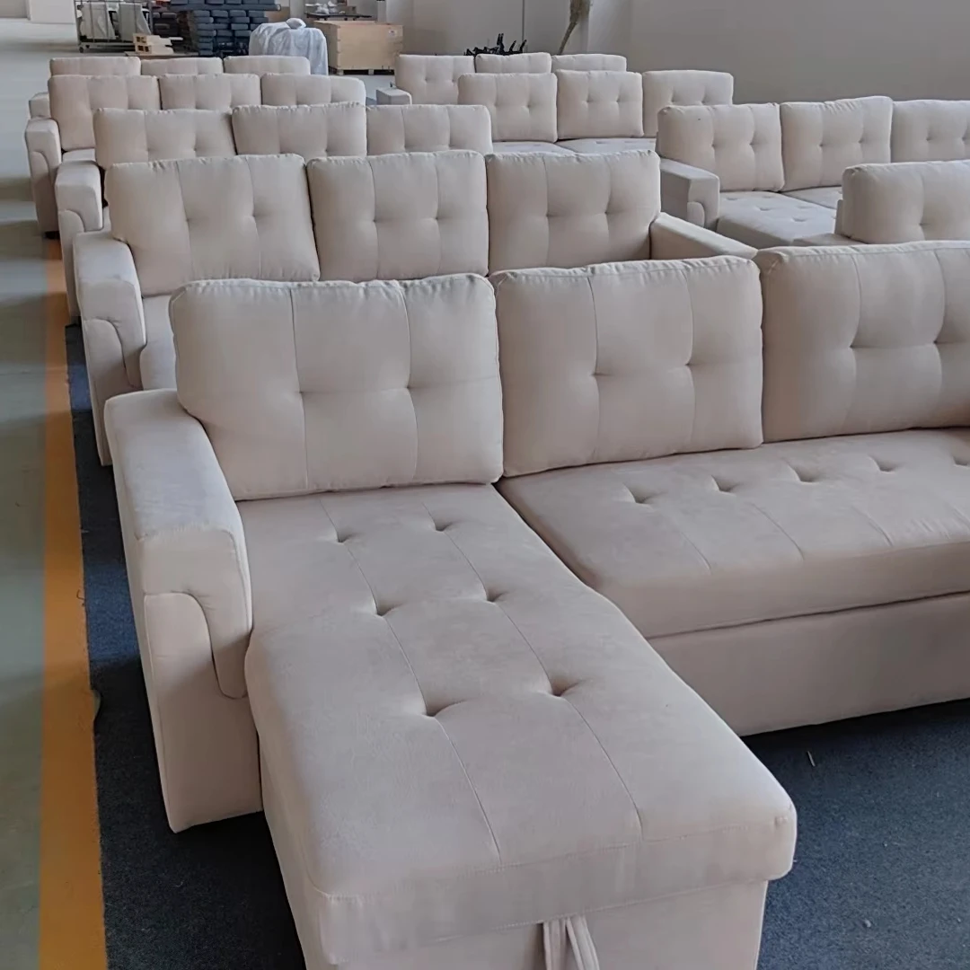 Best Selling Trustworthy Corner Foldable Air Leather Suede Sleeper Sectional Sofa Bed