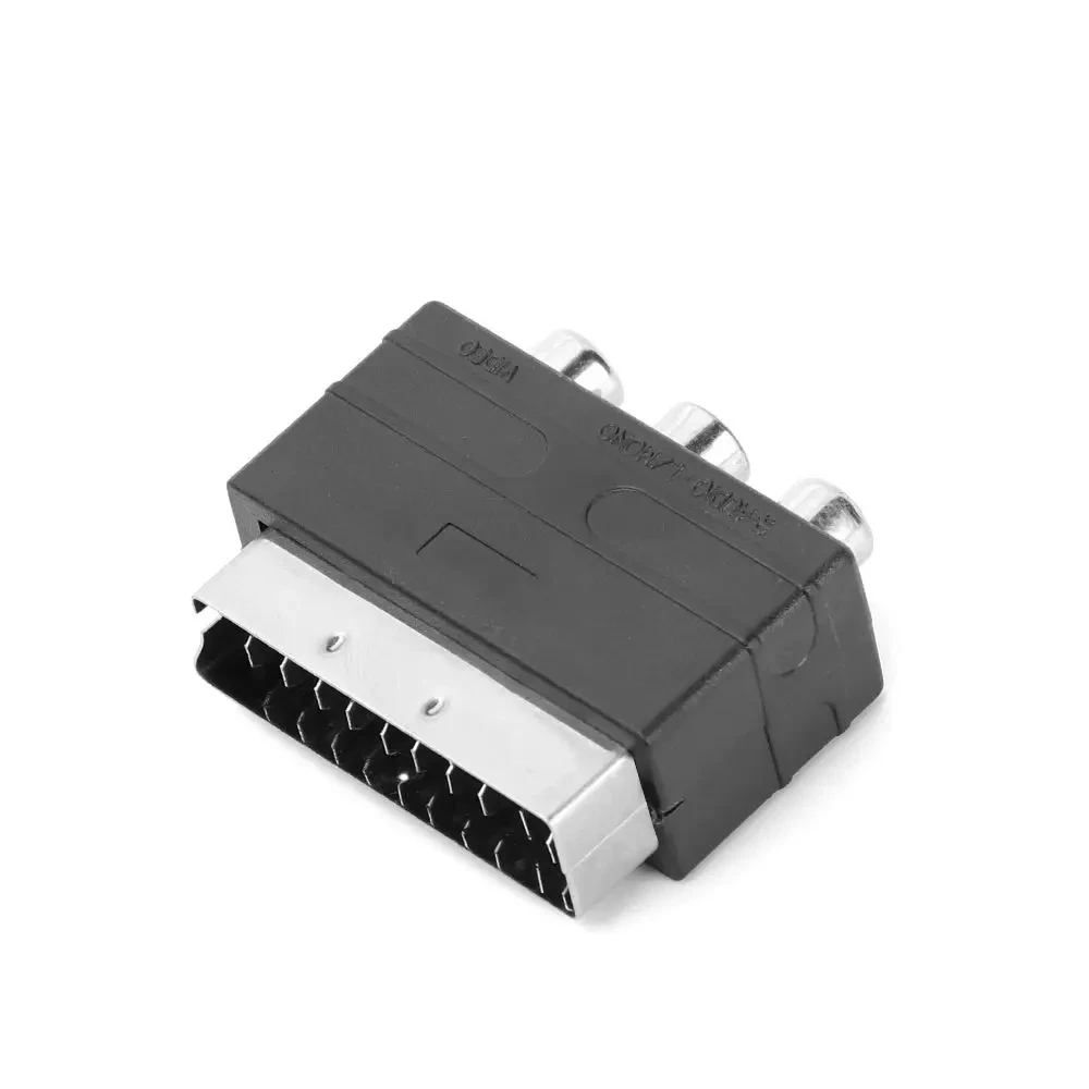 Hot 21Pin Scart Adaptor AV Block to 3 RCA Phono Composite S-Video with in/out Switch Scart Adaptor AV Block