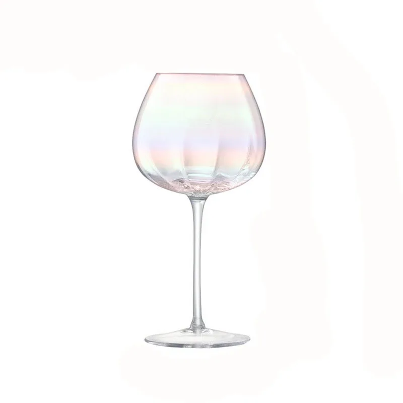 Rainbow tall glass pearl colorful crystal glass wine cup home colorful champagne glass ice cream dessert cup