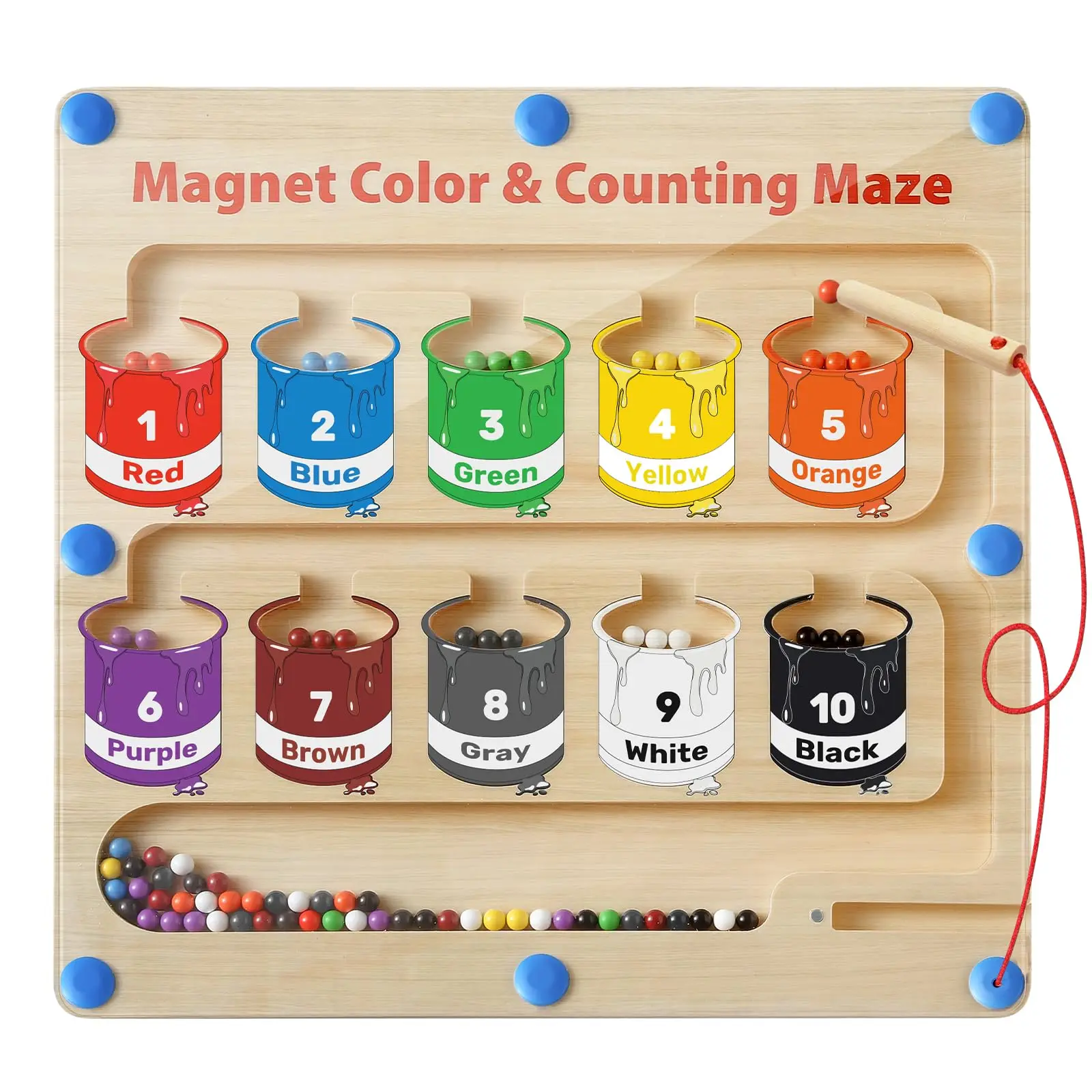 Learning Counting Wood Puzzle Board Baby Magnetic Color And Number Maze Montessori Fine Motor Skills Toys