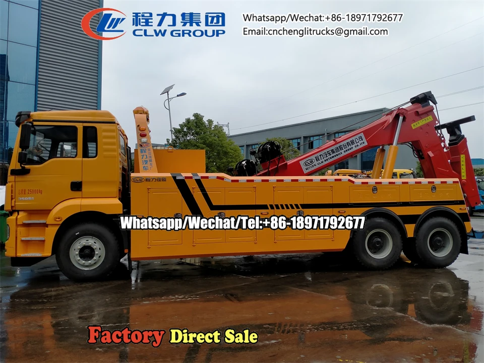 Shacman Heavy Duty 6x4 10 Wheel 25-30ton Road Towing Wrecker Truck With Two 25 Tons Winches