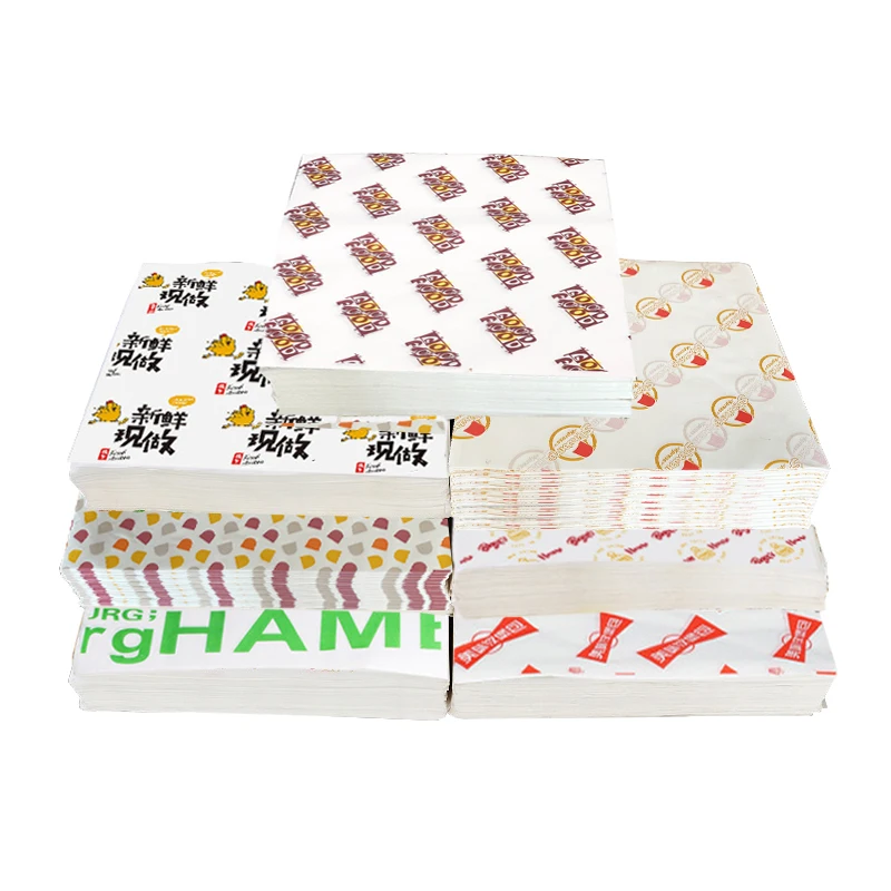 Custom Printed Logo food safe grade Burger Packaging Wrapping Paper, Greaseproof Wax food packing pape